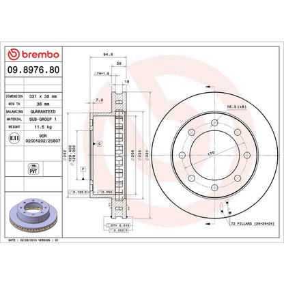 Brembo OE Brembo 2000 Ford Excursion/1999 F-250 Super Duty/F-350 Super Duty Front Premium OE Equivalent Rotor 09.8976.80