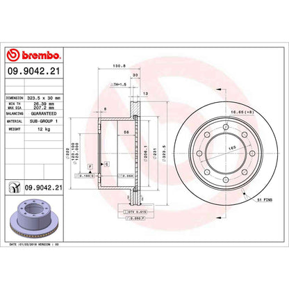 Brembo OE Brembo 07-17 Lexus LS460 Rear UV Coated Rotor 09.9042.20