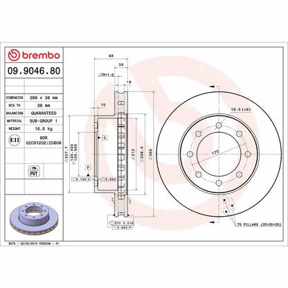 Brembo OE Brembo 99-03 Ford F-250 Super Duty/F-350 Super Duty Front Premium OE Equivalent Rotor 09.9046.80