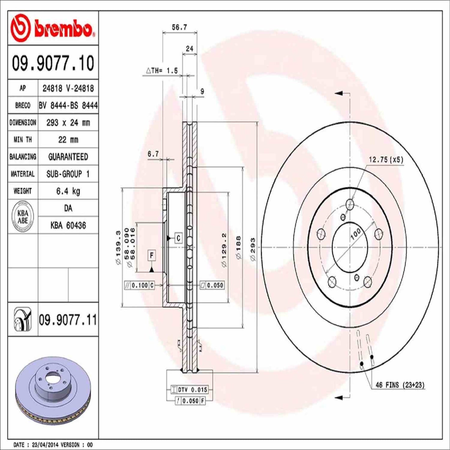 Brembo Disc Brake Rotor 09.9077.11