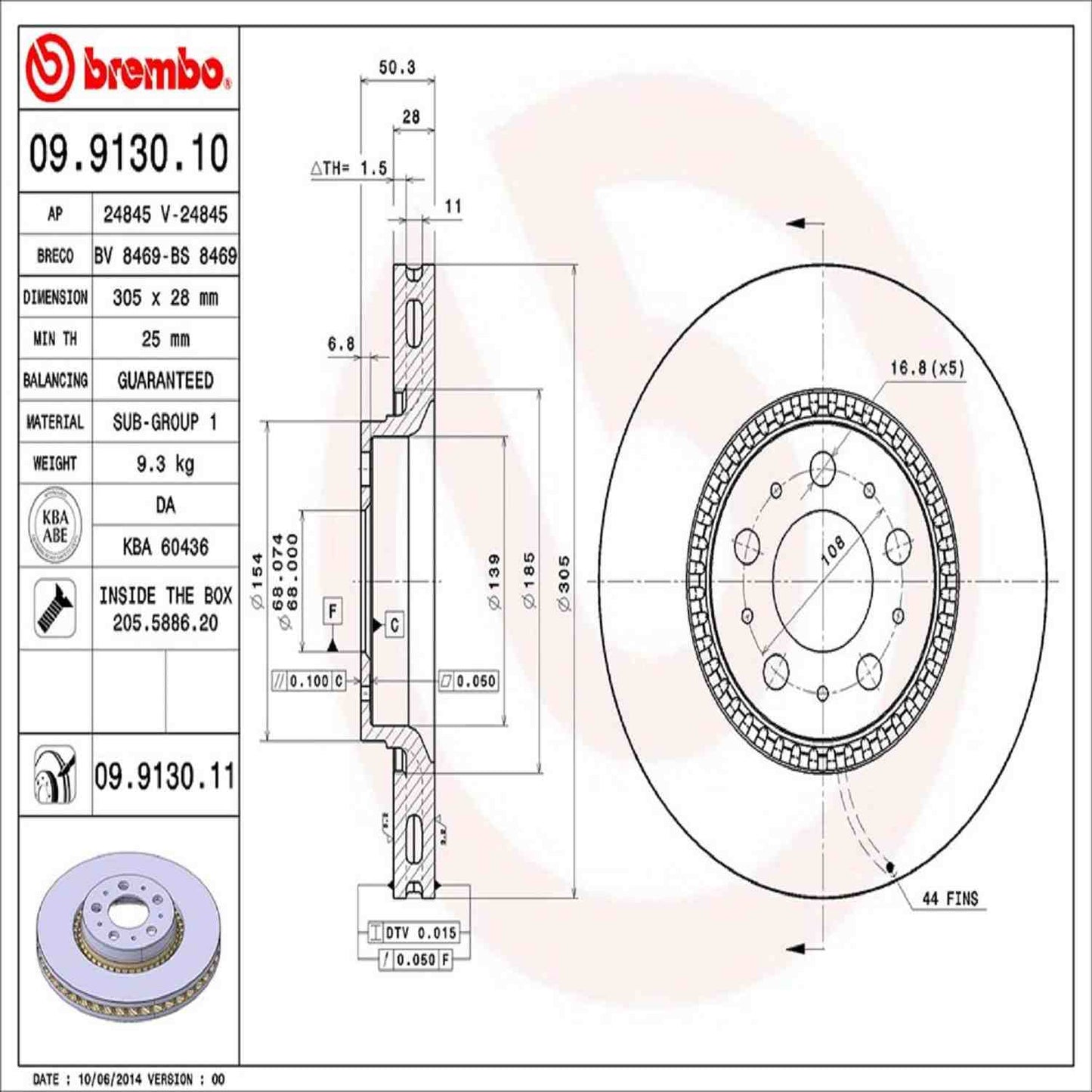 Brembo Disc Brake Rotor 09.9130.11