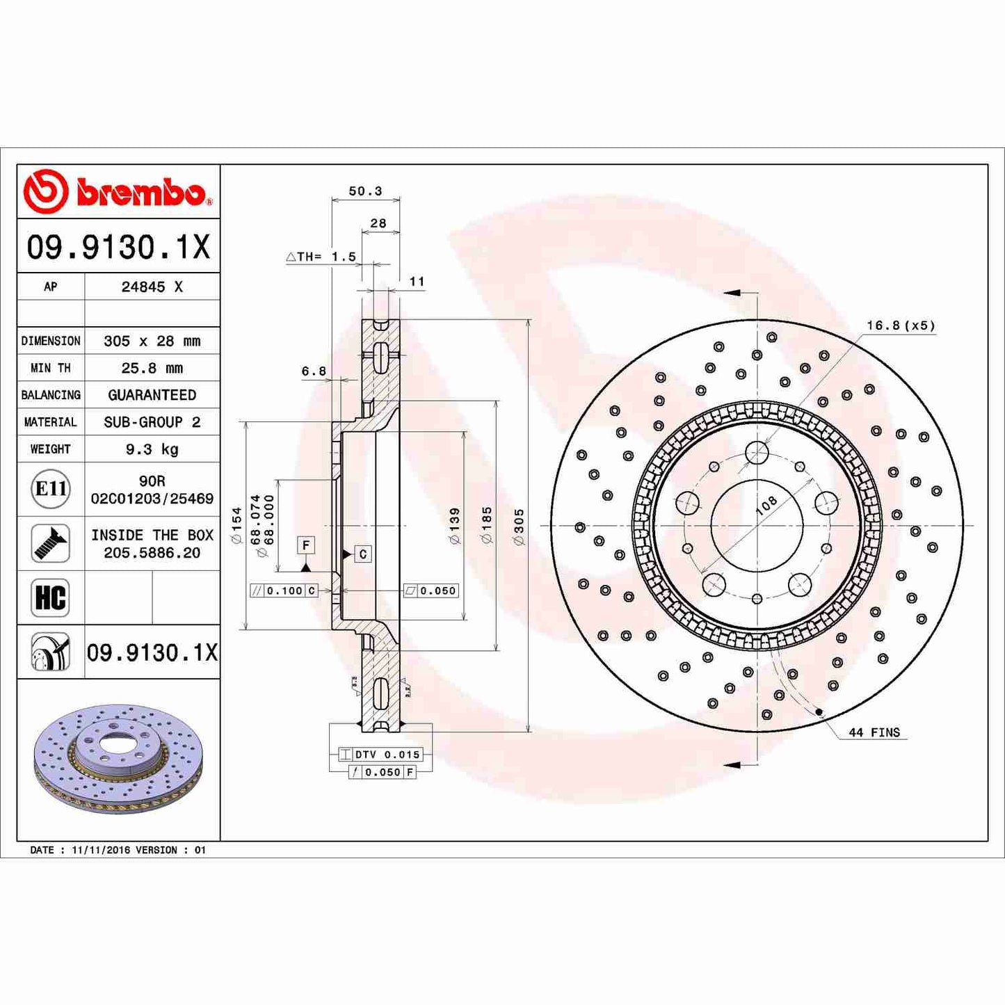 Brembo Disc Brake Rotor 09.9130.1X