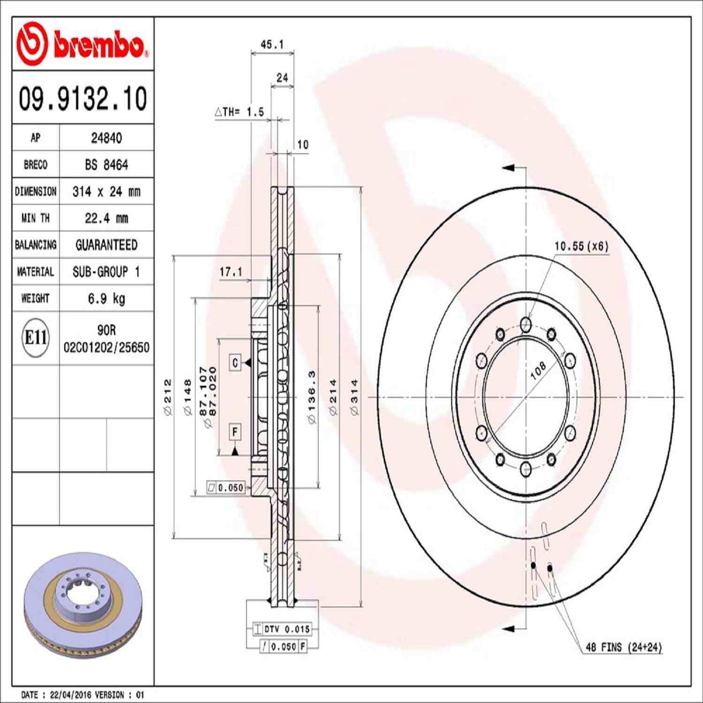 Brembo Disc Brake Rotor 09.9132.11