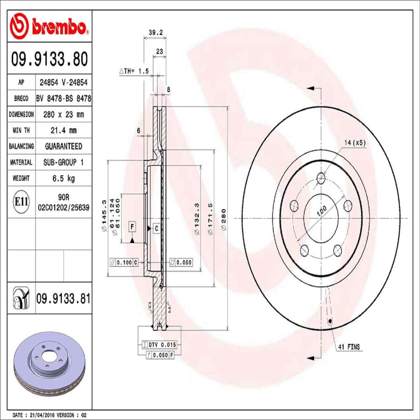 Brembo Disc Brake Rotor 09.9133.81