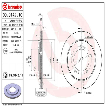 Brembo Disc Brake Rotor 09.9142.11