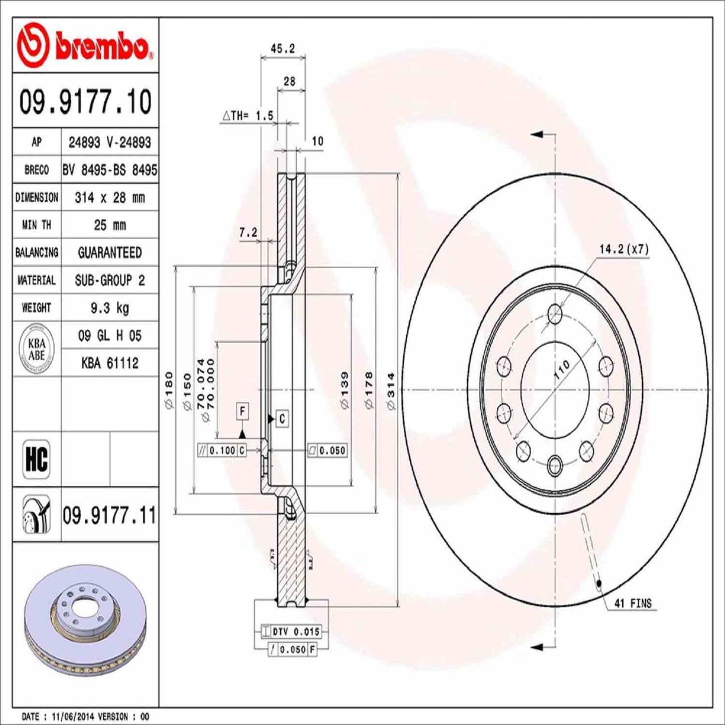 Brembo Disc Brake Rotor 09.9177.11