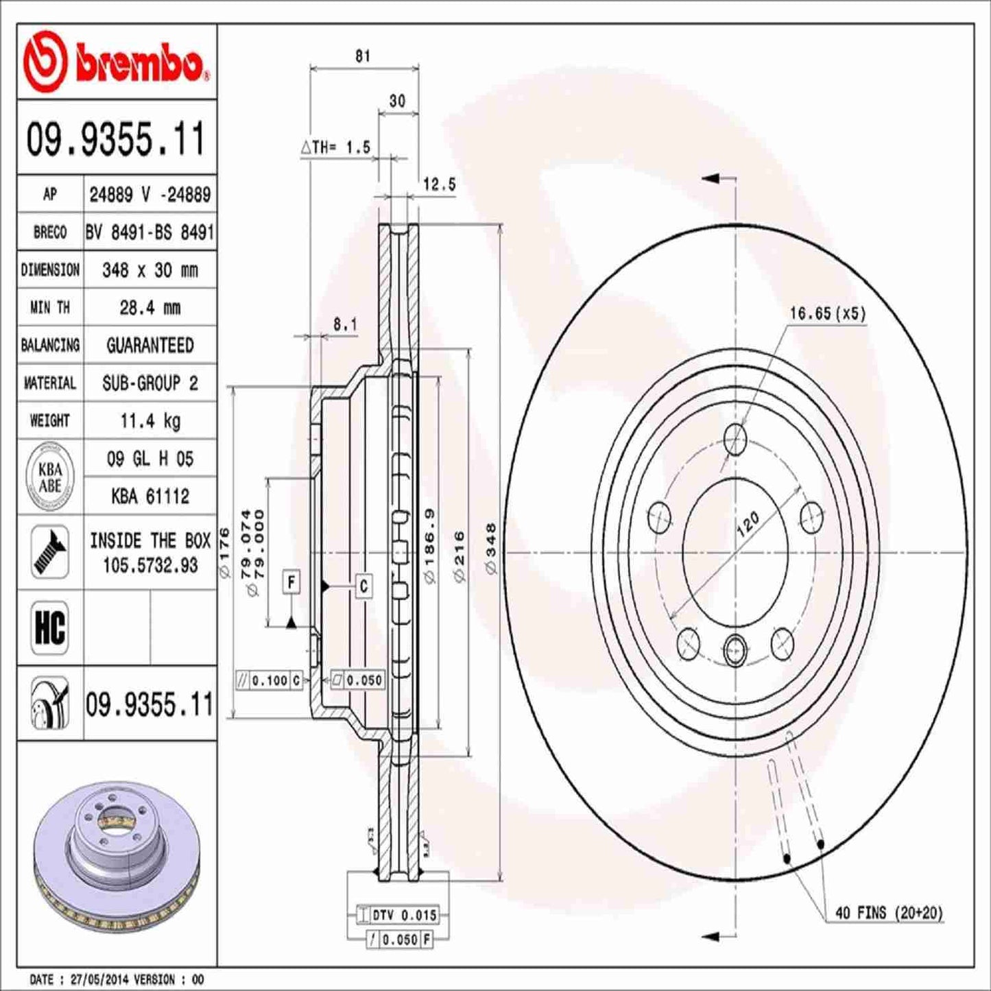 Brembo Disc Brake Rotor 09.9355.11
