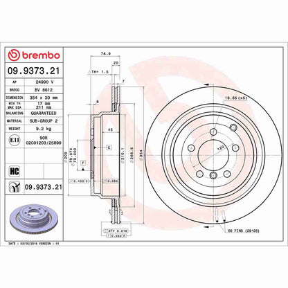 Brembo Disc Brake Rotor 09.9373.21