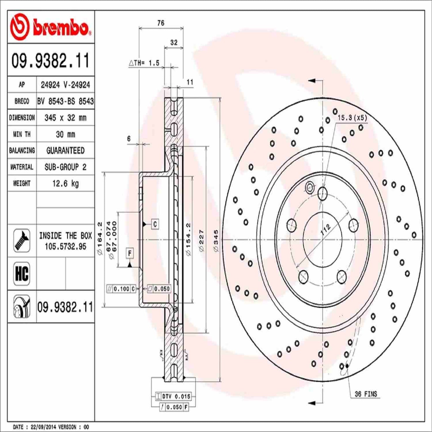Brembo Disc Brake Rotor 09.9382.11