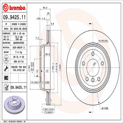 Brembo Disc Brake Rotor 09.9425.11