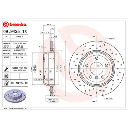 Brembo Disc Brake Rotor 09.9425.1X