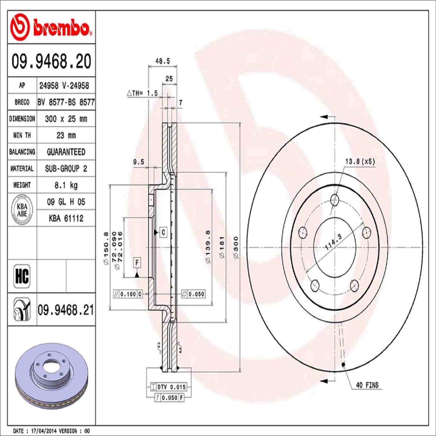 Brembo Disc Brake Rotor 09.9468.21