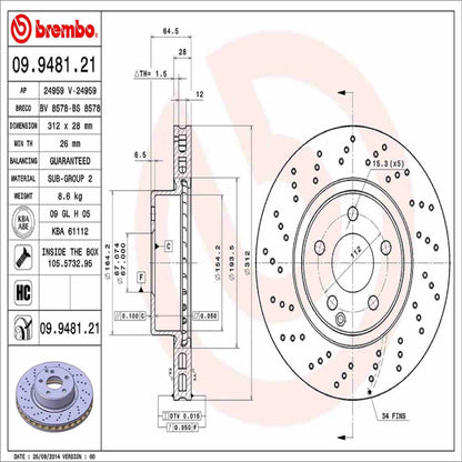 Brembo Disc Brake Rotor 09.9481.21