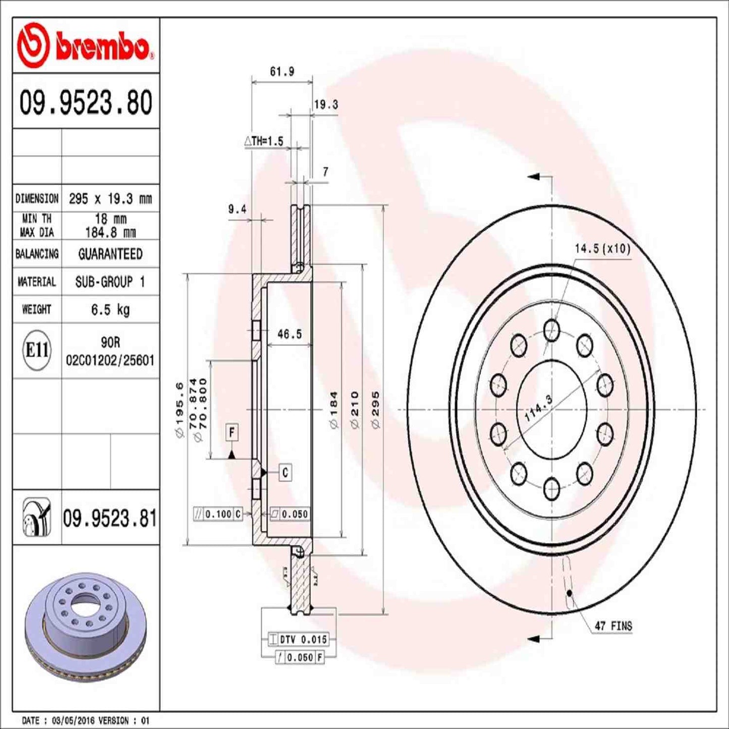 Brembo Disc Brake Rotor 09.9523.81