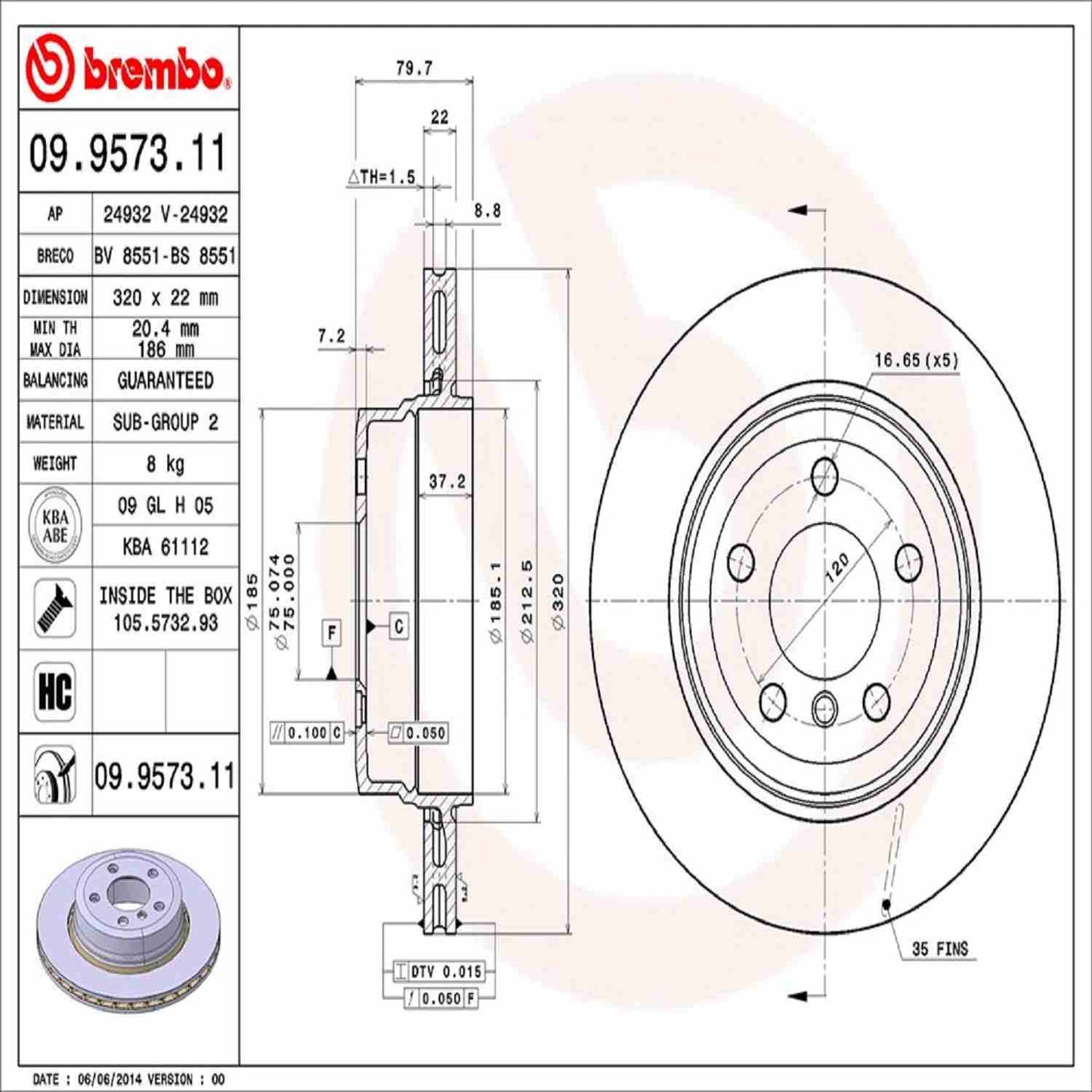 Brembo Disc Brake Rotor 09.9573.11