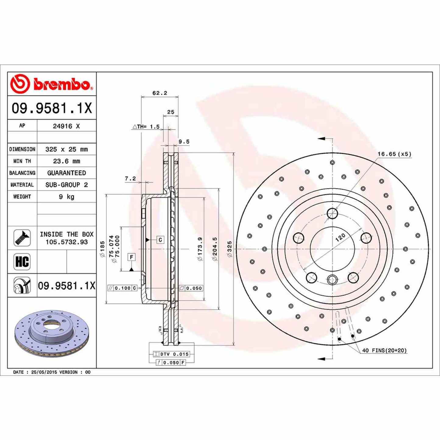 Brembo Disc Brake Rotor 09.9581.1X