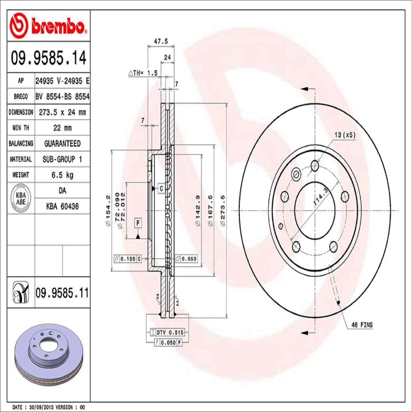 Brembo Disc Brake Rotor 09.9585.11