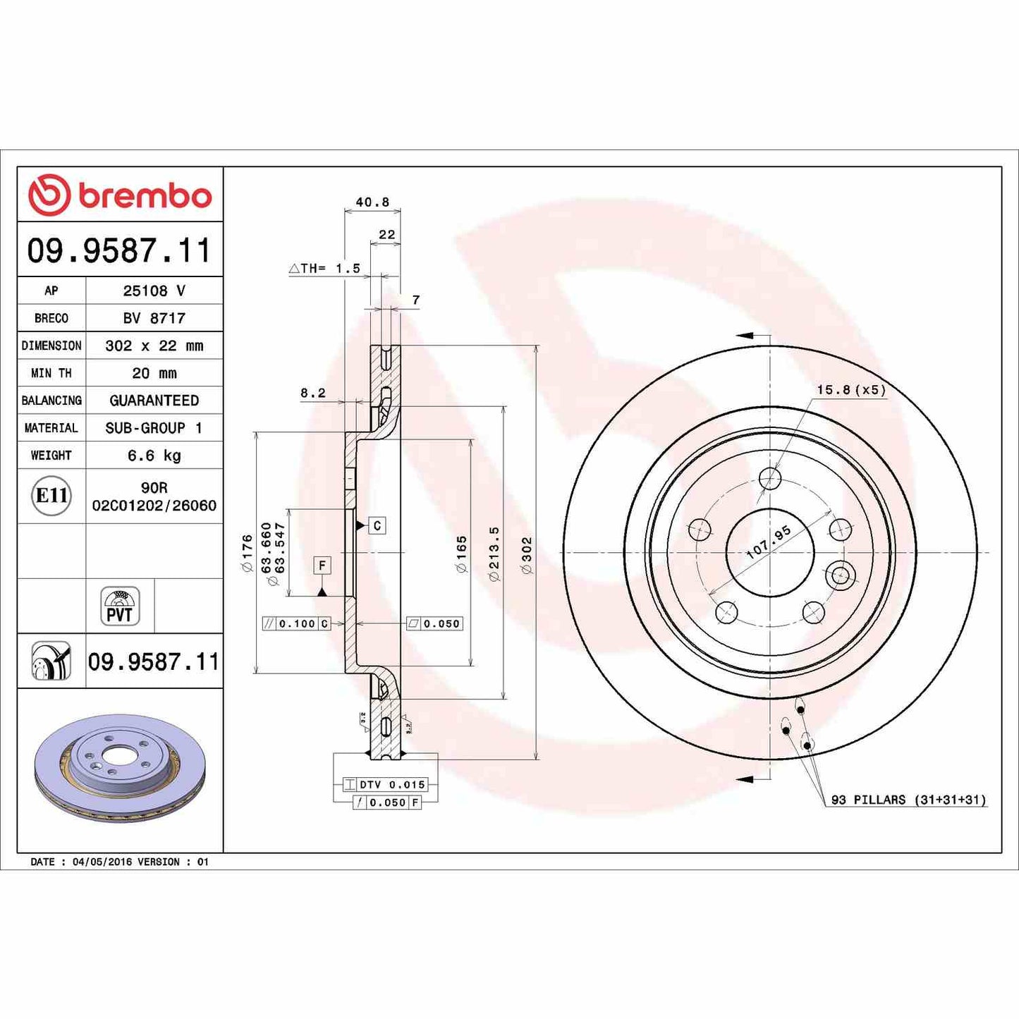 Brembo Disc Brake Rotor 09.9587.11
