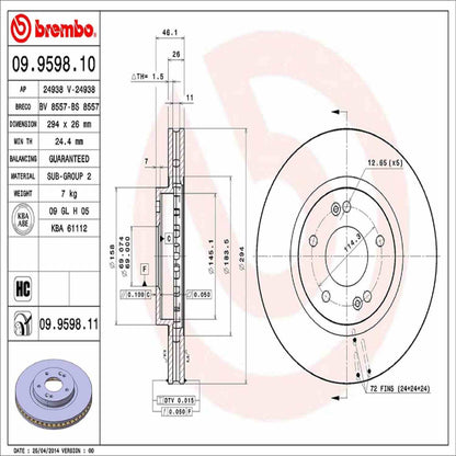 Brembo Disc Brake Rotor 09.9598.11