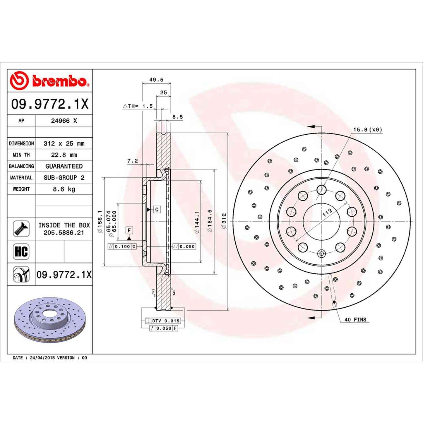 Brembo Disc Brake Rotor 09.9772.1X