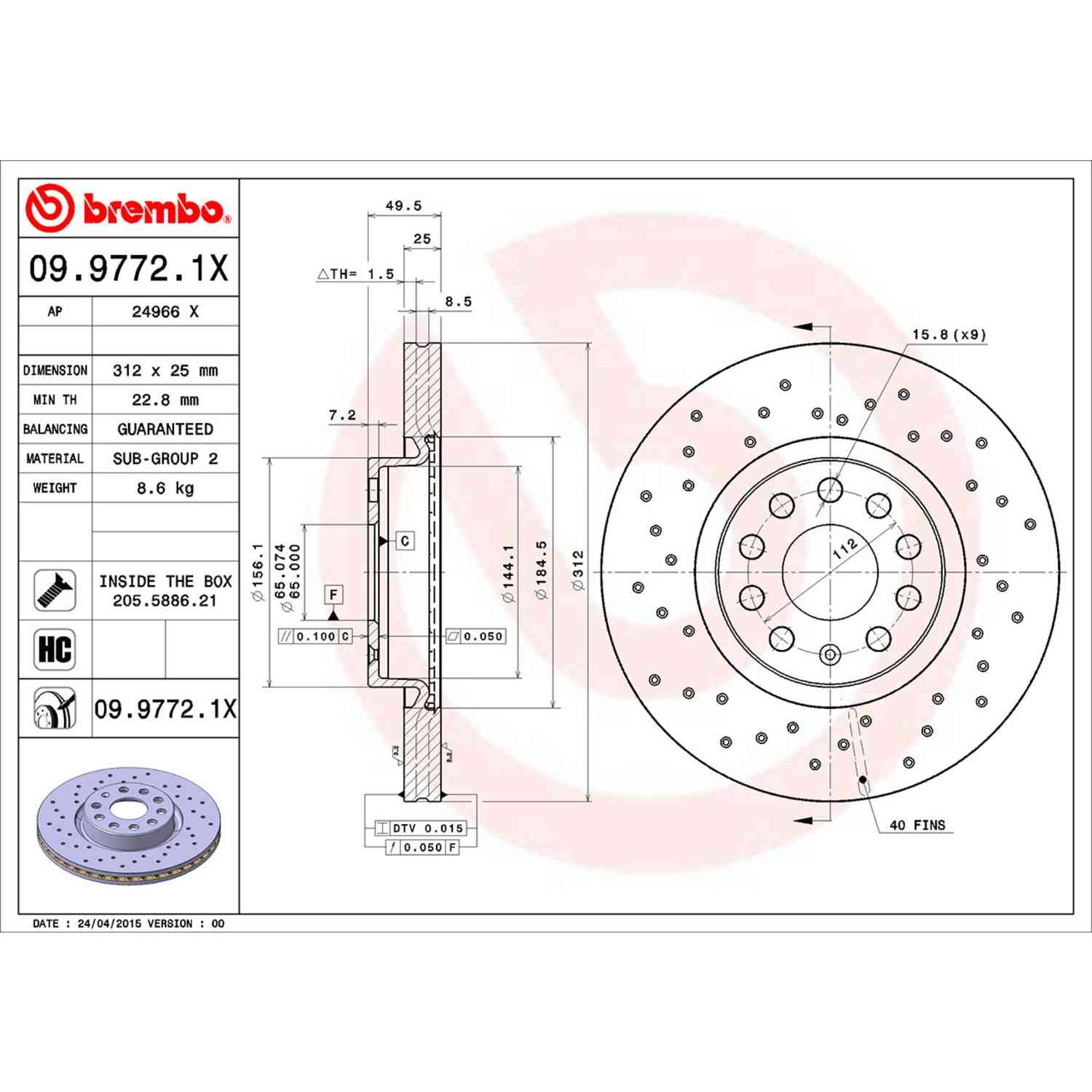 Brembo Disc Brake Rotor 09.9772.1X