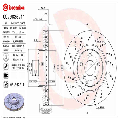 Brembo Disc Brake Rotor 09.9825.11