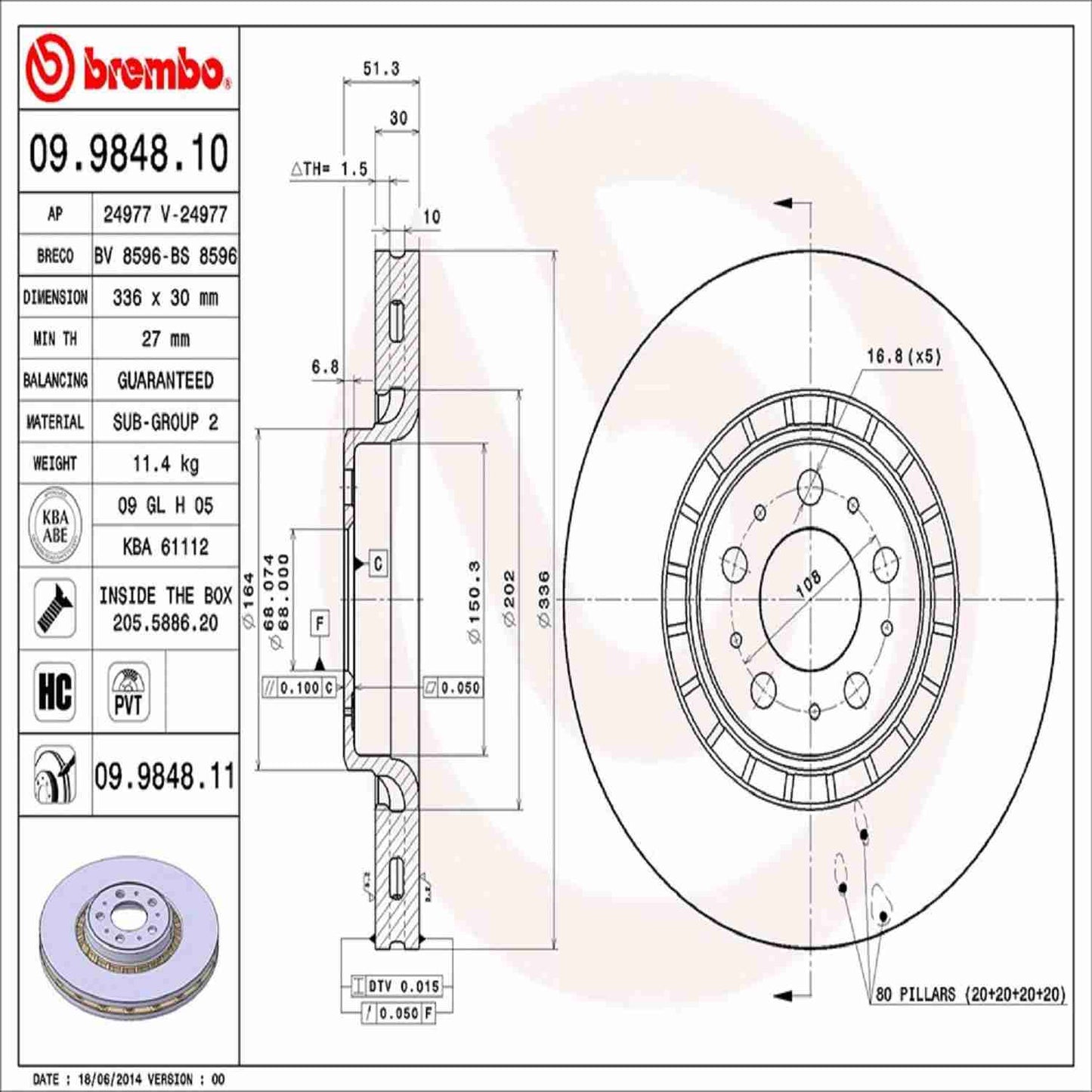 Brembo Disc Brake Rotor 09.9848.11
