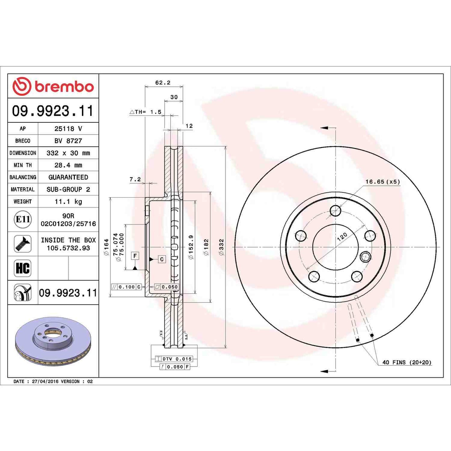 Brembo Disc Brake Rotor 09.9923.11
