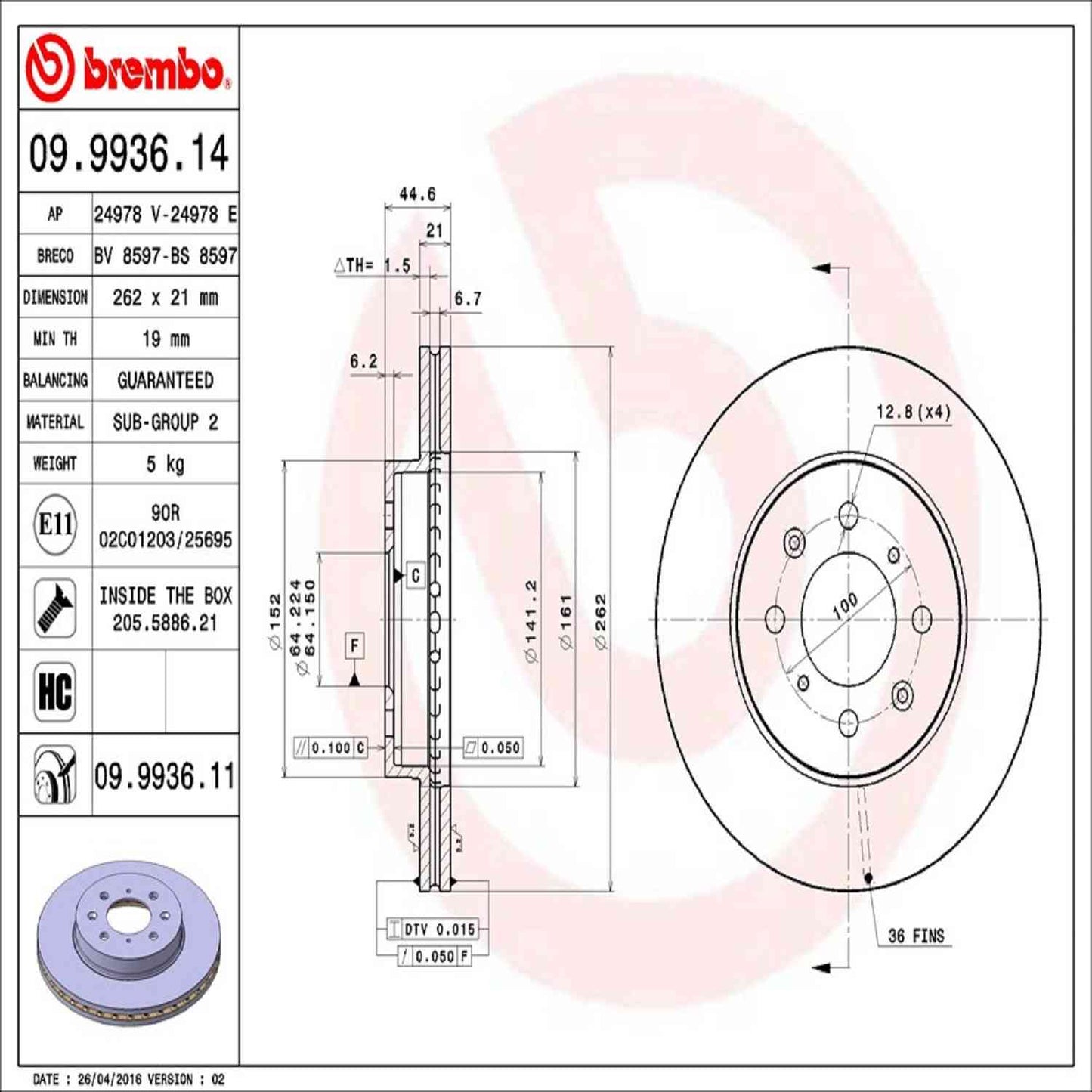Brembo Disc Brake Rotor 09.9936.11