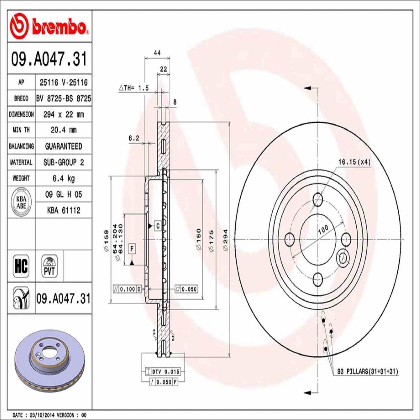 Brembo Disc Brake Rotor 09.A047.31