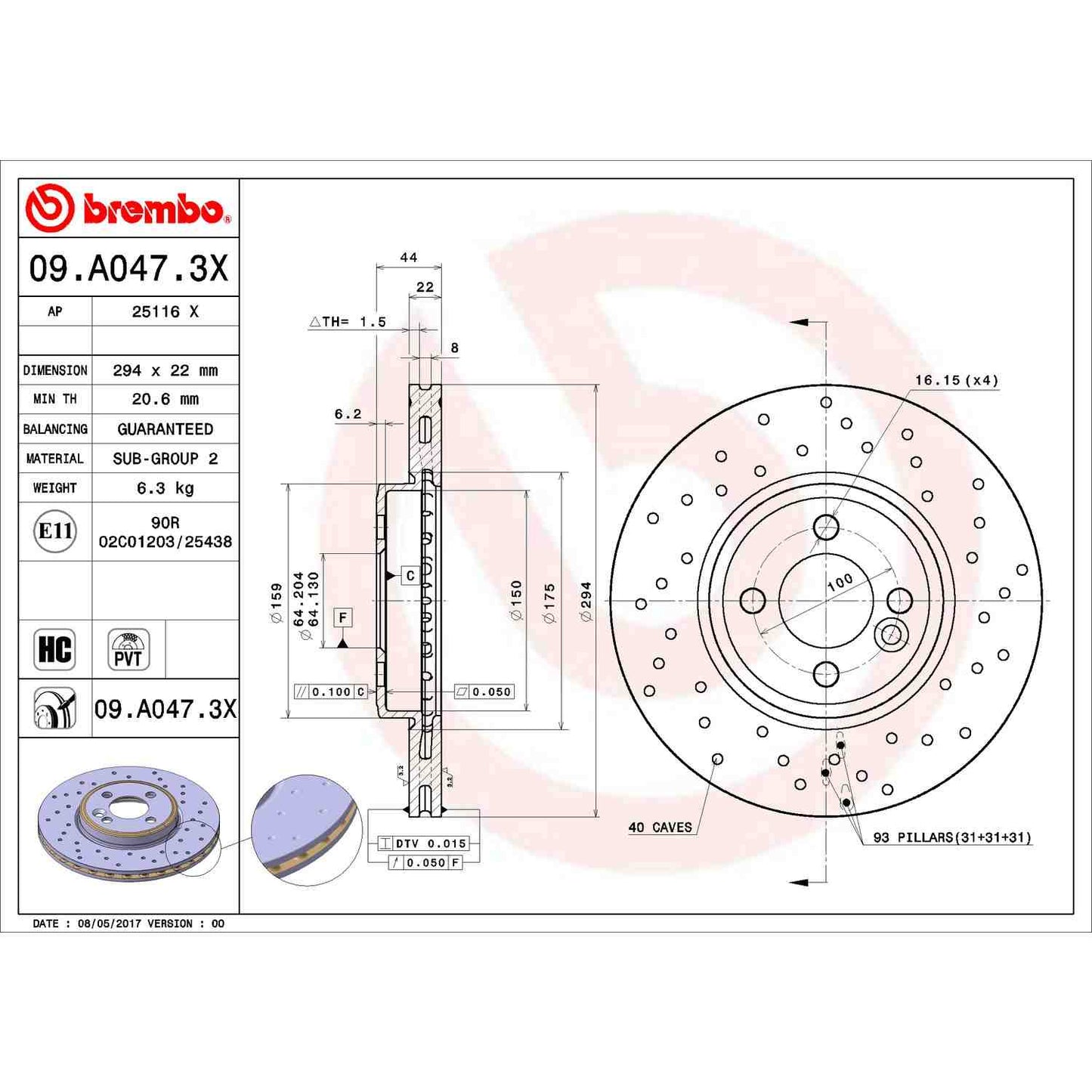 Brembo Disc Brake Rotor 09.A047.3X