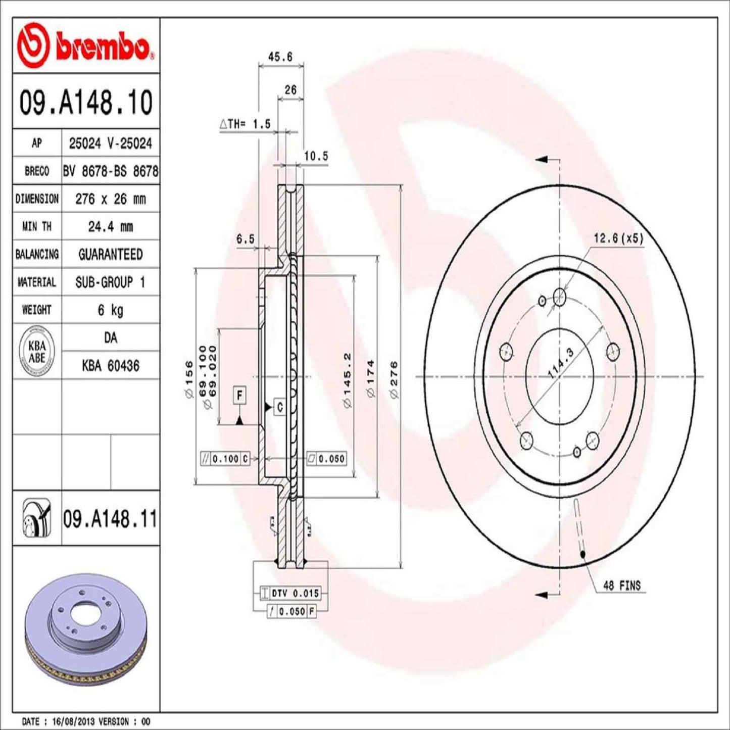Brembo Disc Brake Rotor 09.A148.11