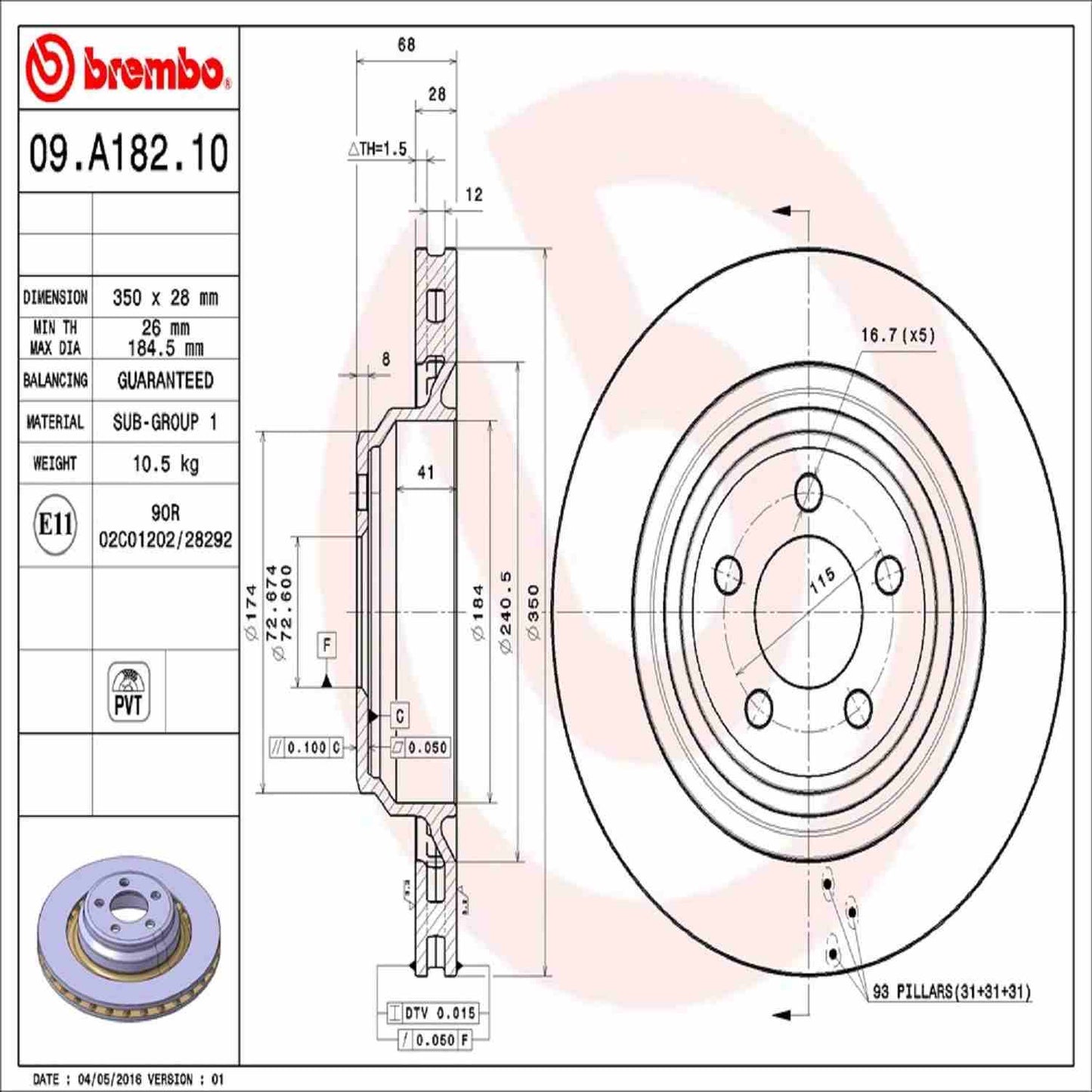 Brembo Disc Brake Rotor 09.A182.11
