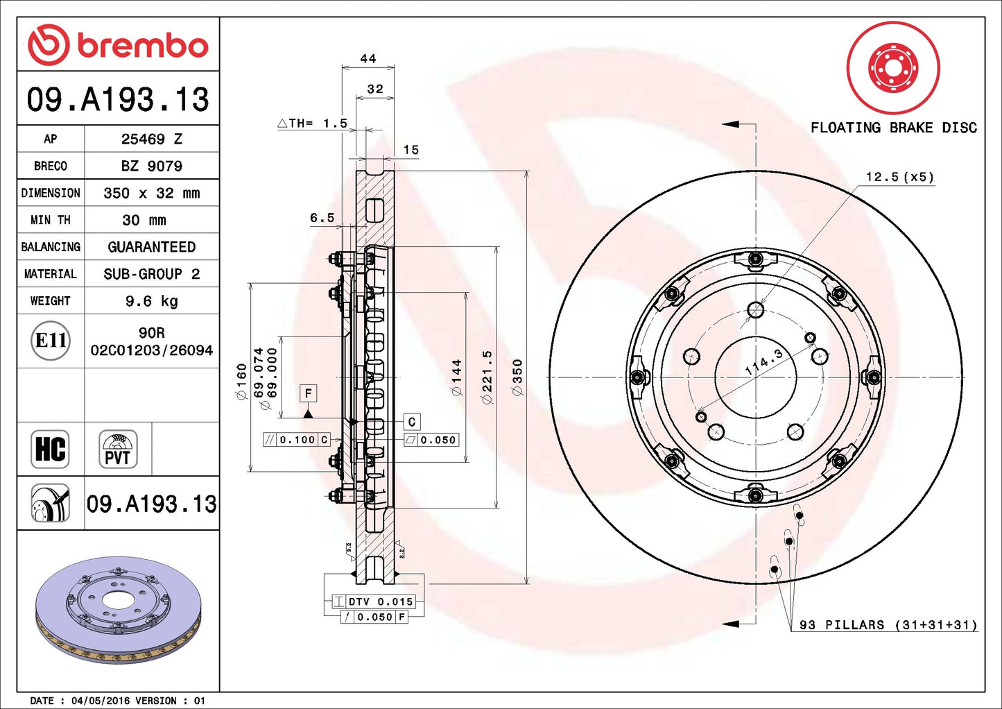 Brembo Disc Brake Rotor 09.A193.13