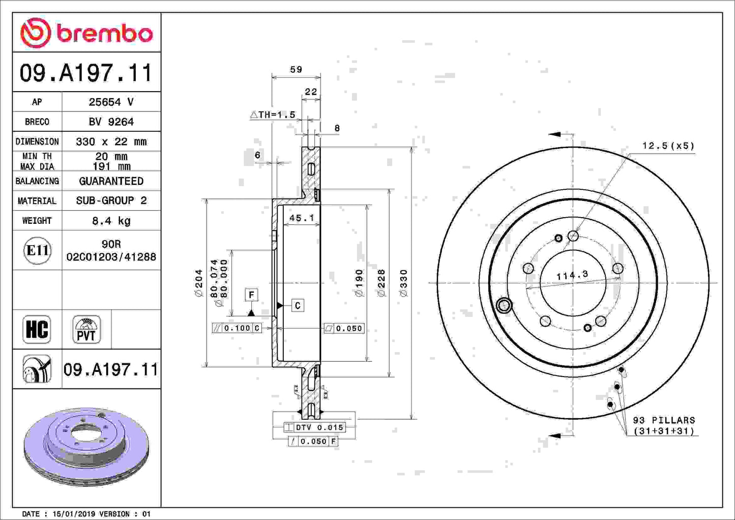 Brembo Disc Brake Rotor 09.A197.11