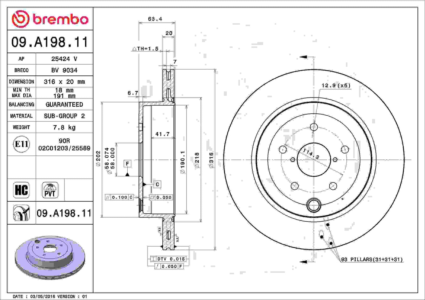 Brembo Disc Brake Rotor 09.A198.11