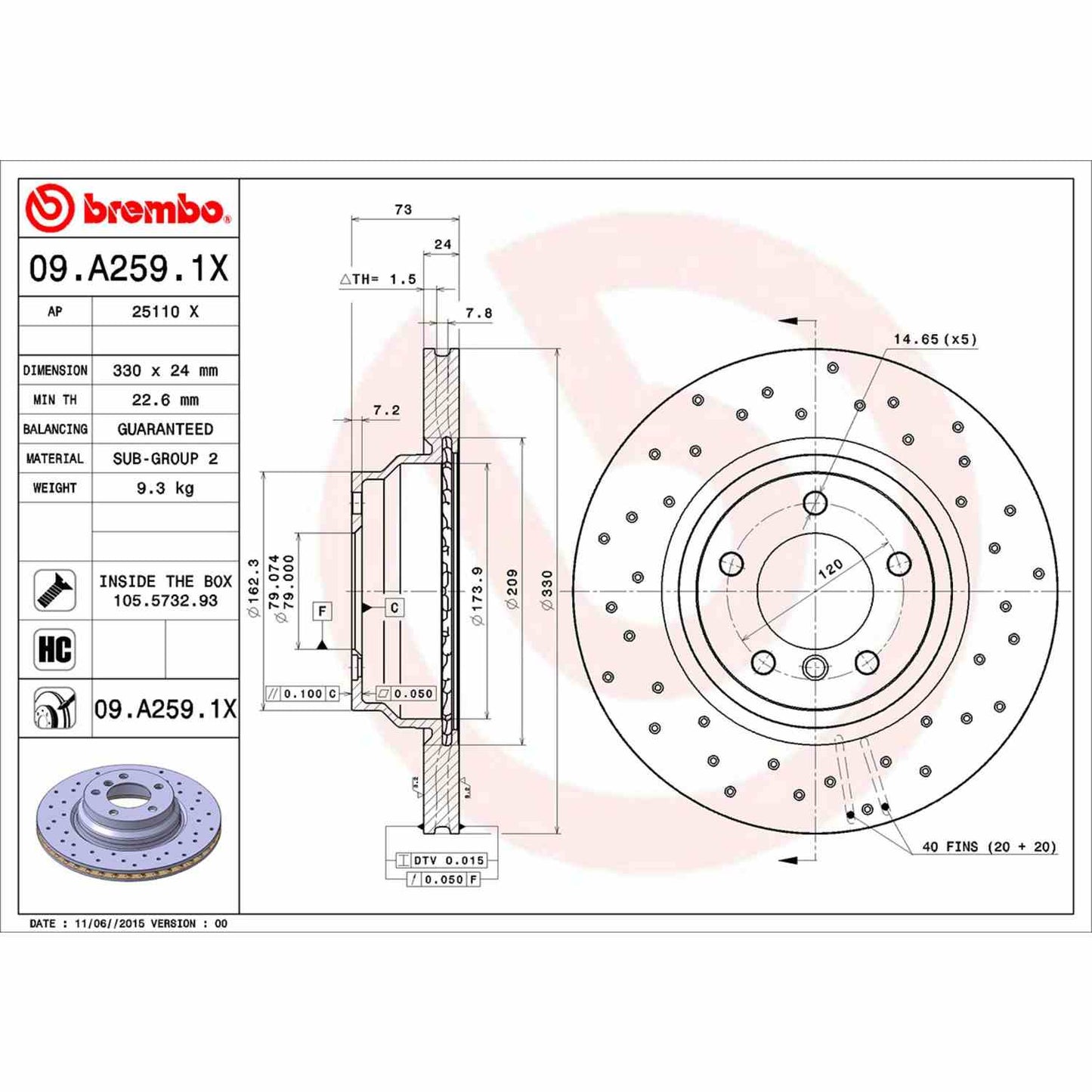 Brembo Disc Brake Rotor 09.A259.1X