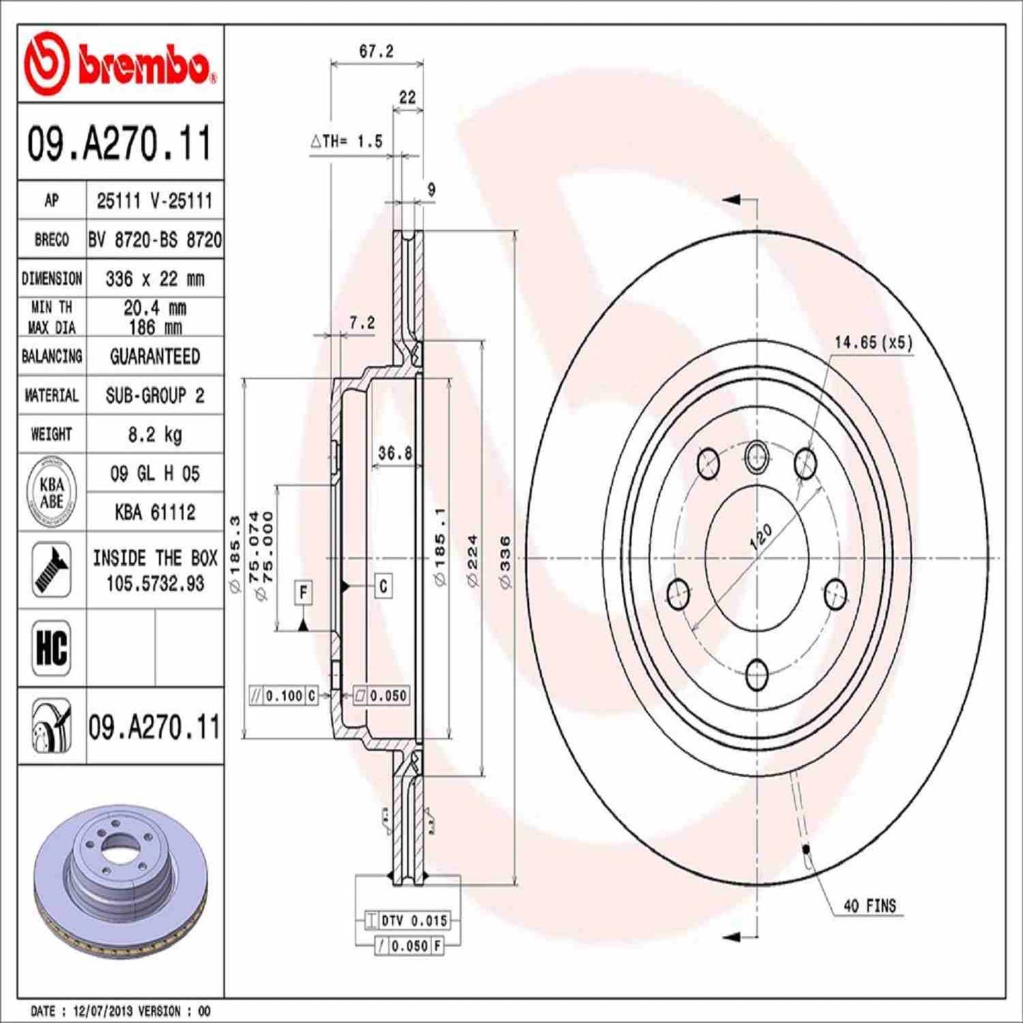 Brembo Disc Brake Rotor 09.A270.11