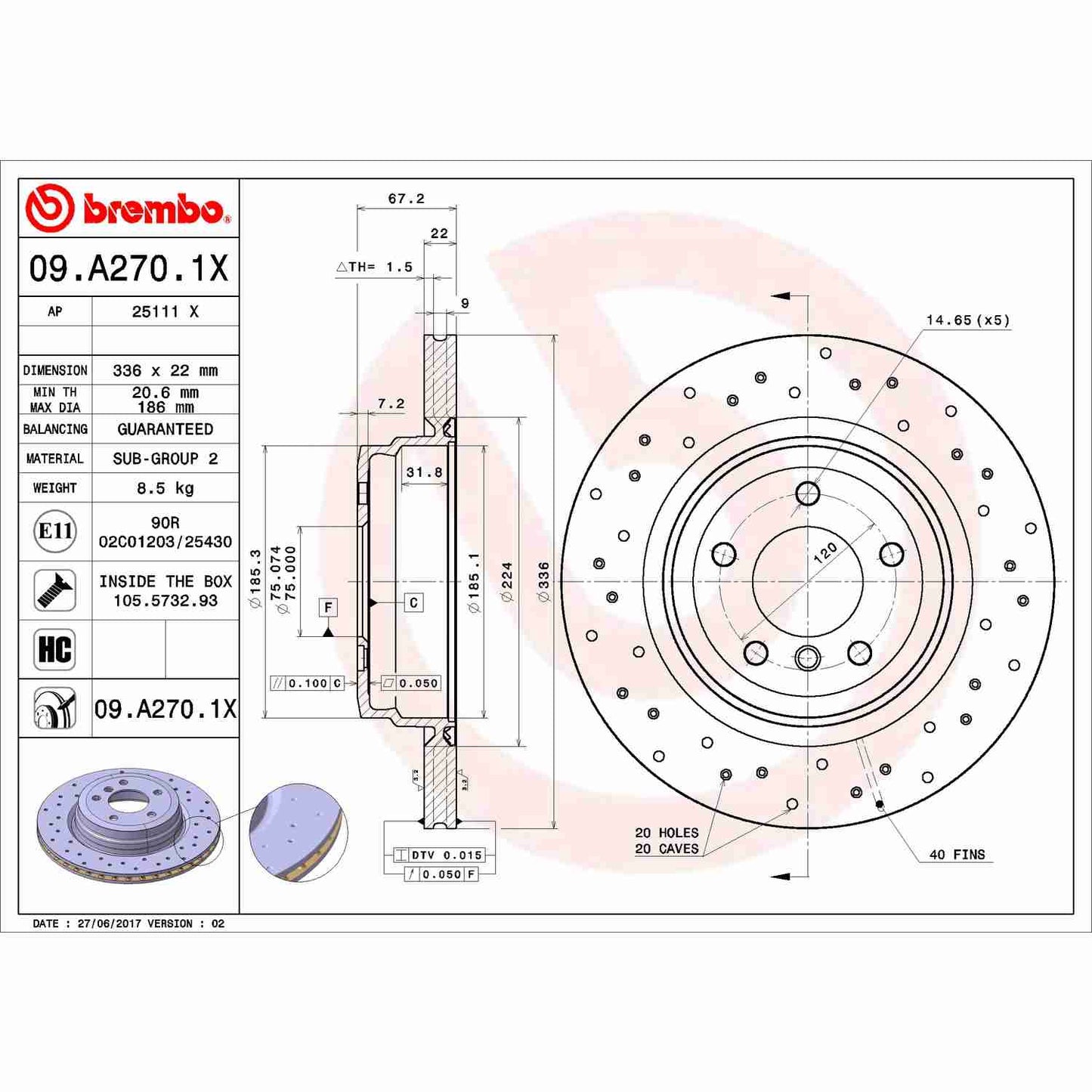 Brembo Disc Brake Rotor 09.A270.1X