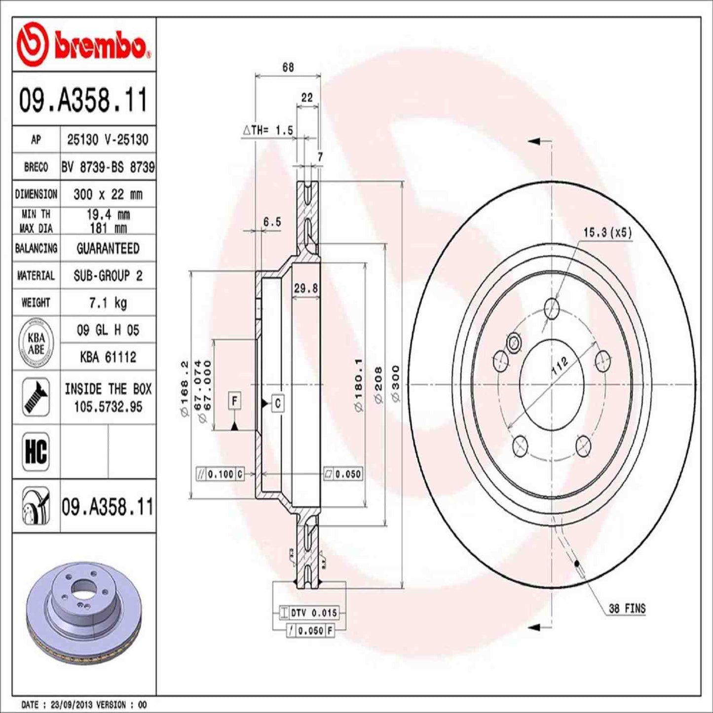Brembo Disc Brake Rotor 09.A358.11
