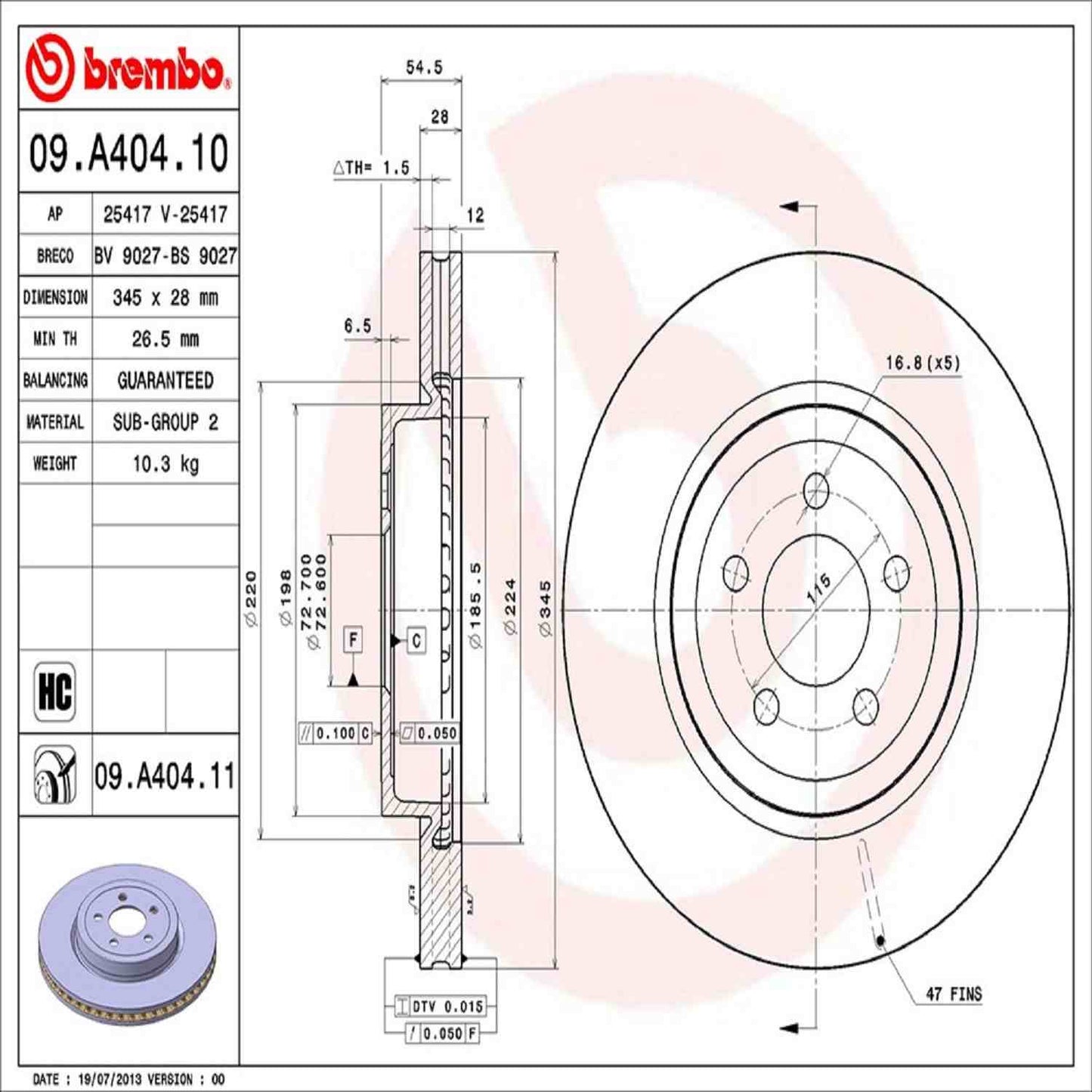Brembo Disc Brake Rotor 09.A404.11