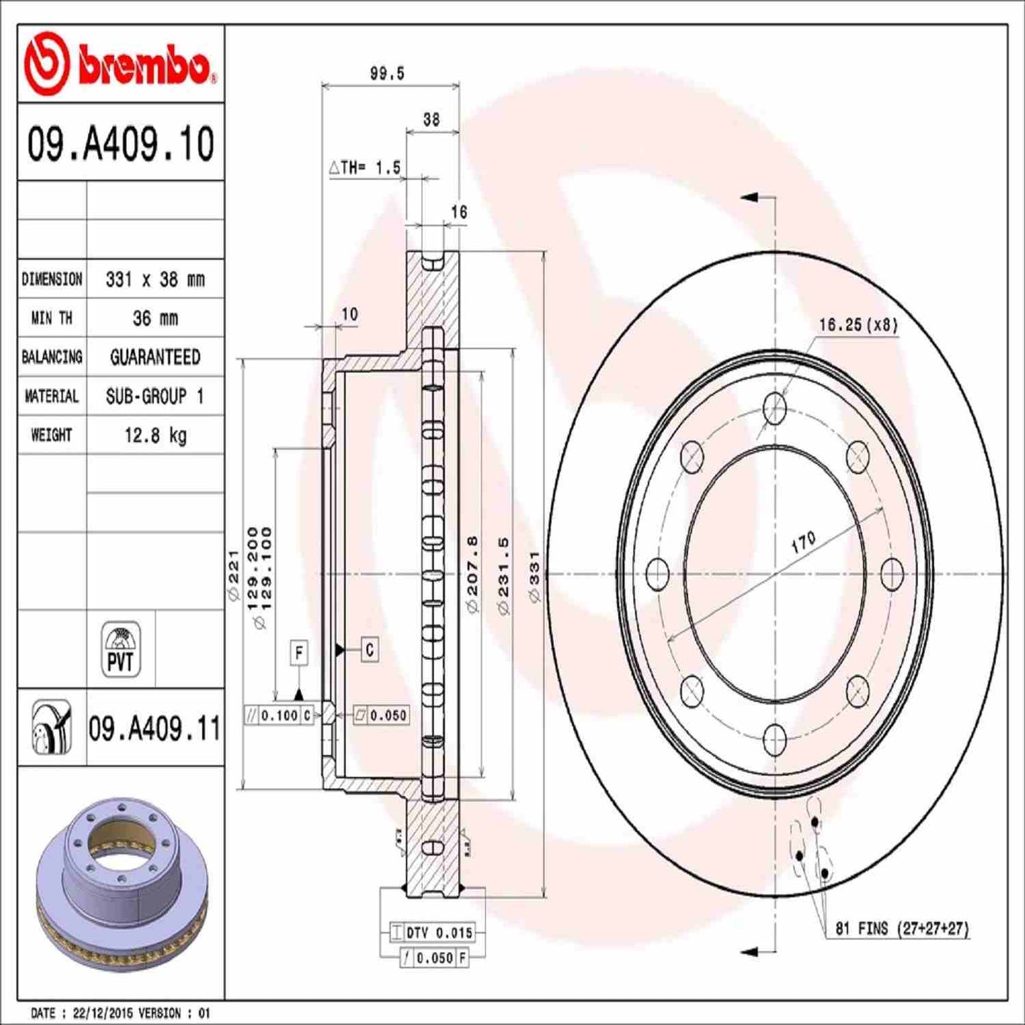 Brembo Disc Brake Rotor 09.A409.11