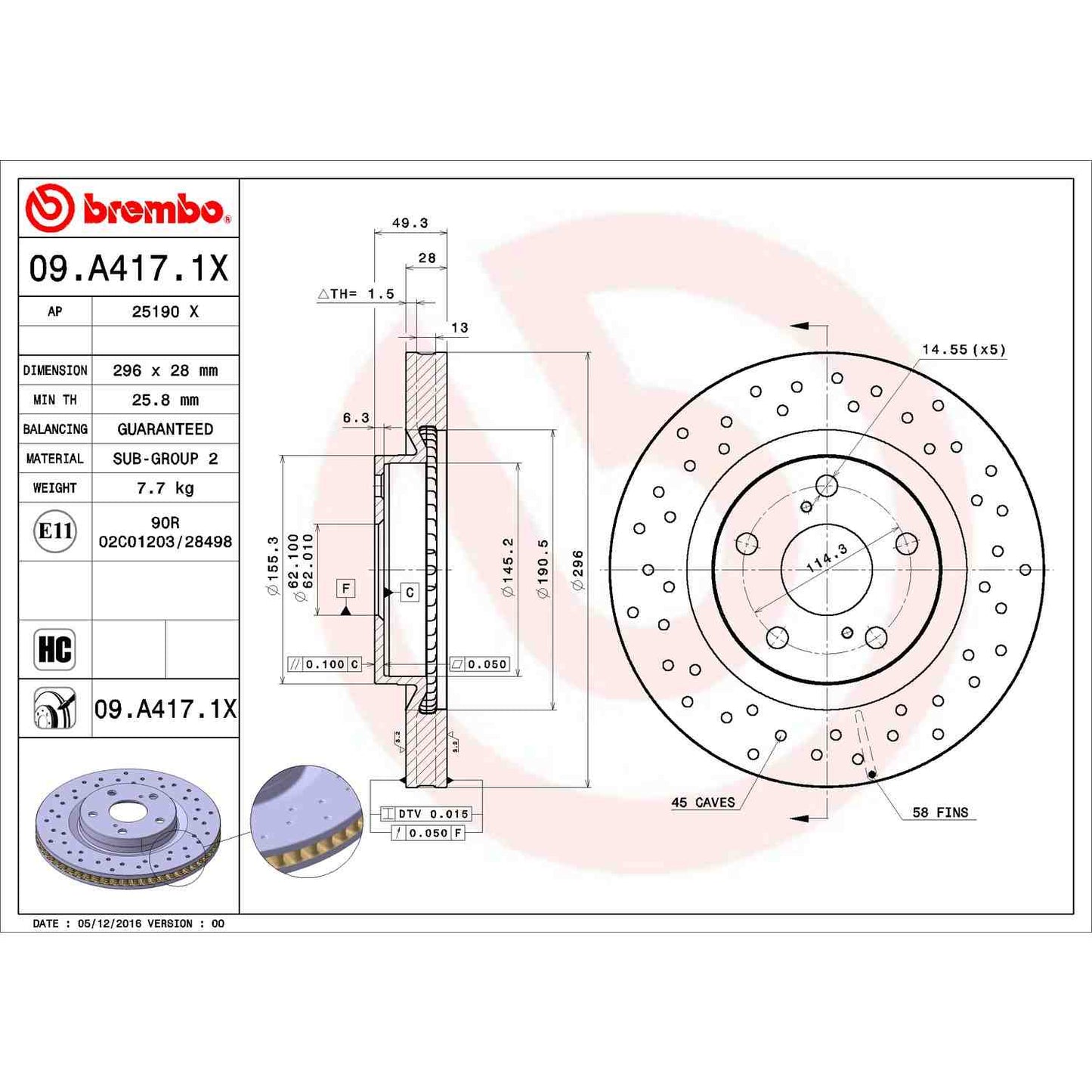 Brembo Disc Brake Rotor 09.A417.1X