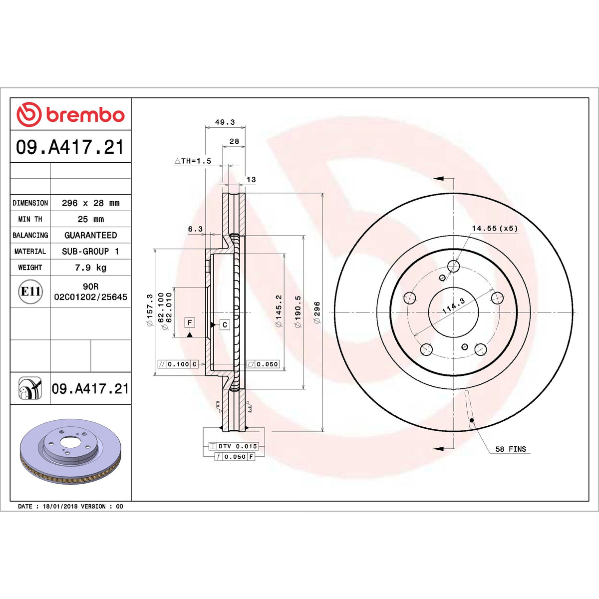 Brembo Vehicle Part 09.A417.21