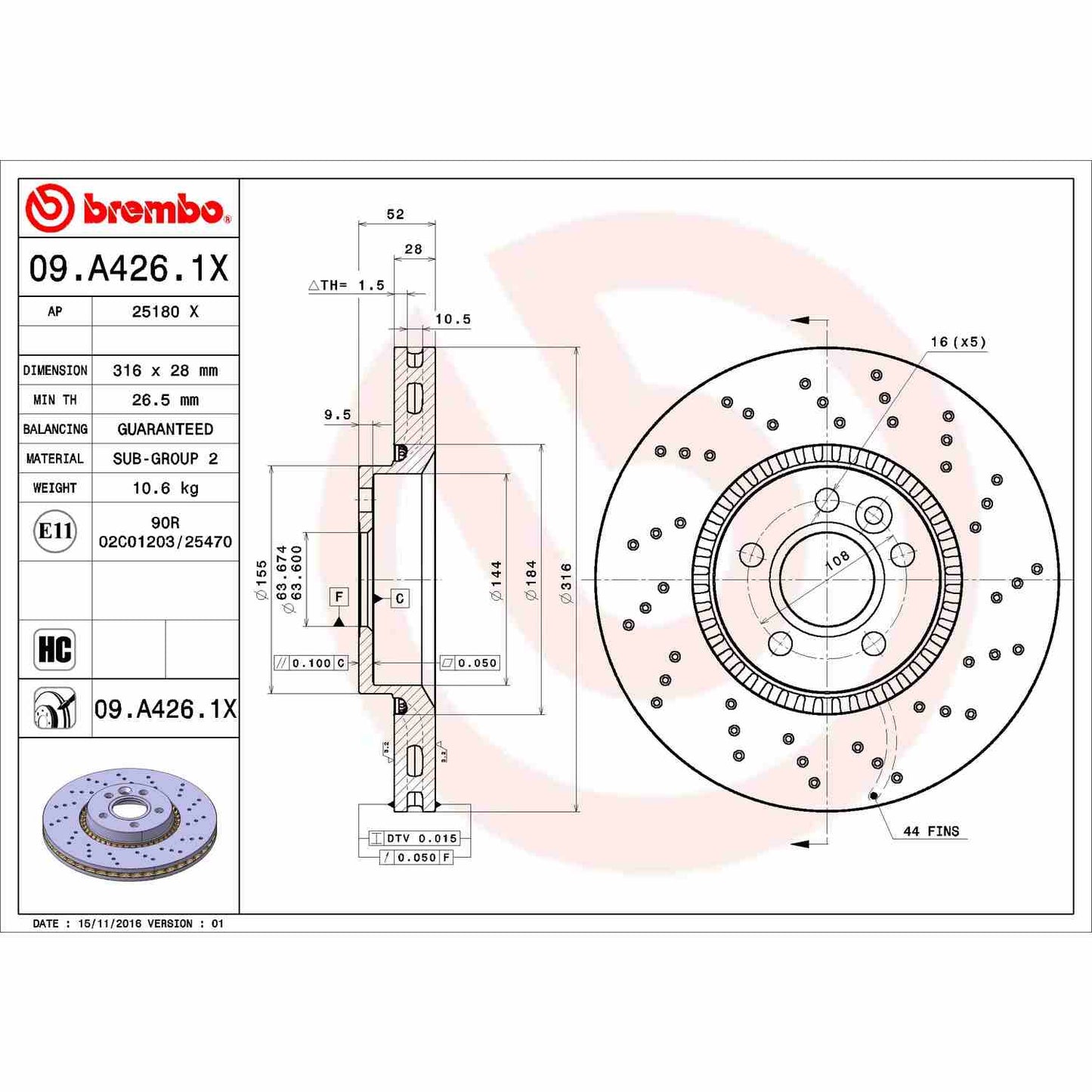 Brembo Disc Brake Rotor 09.A426.1X