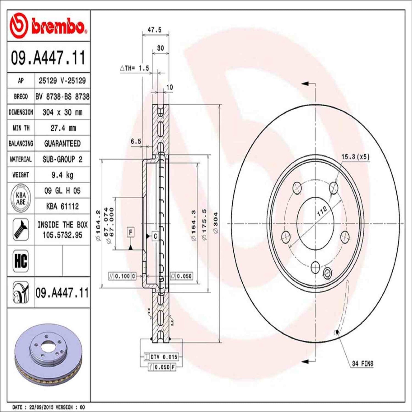 Brembo Disc Brake Rotor 09.A447.11