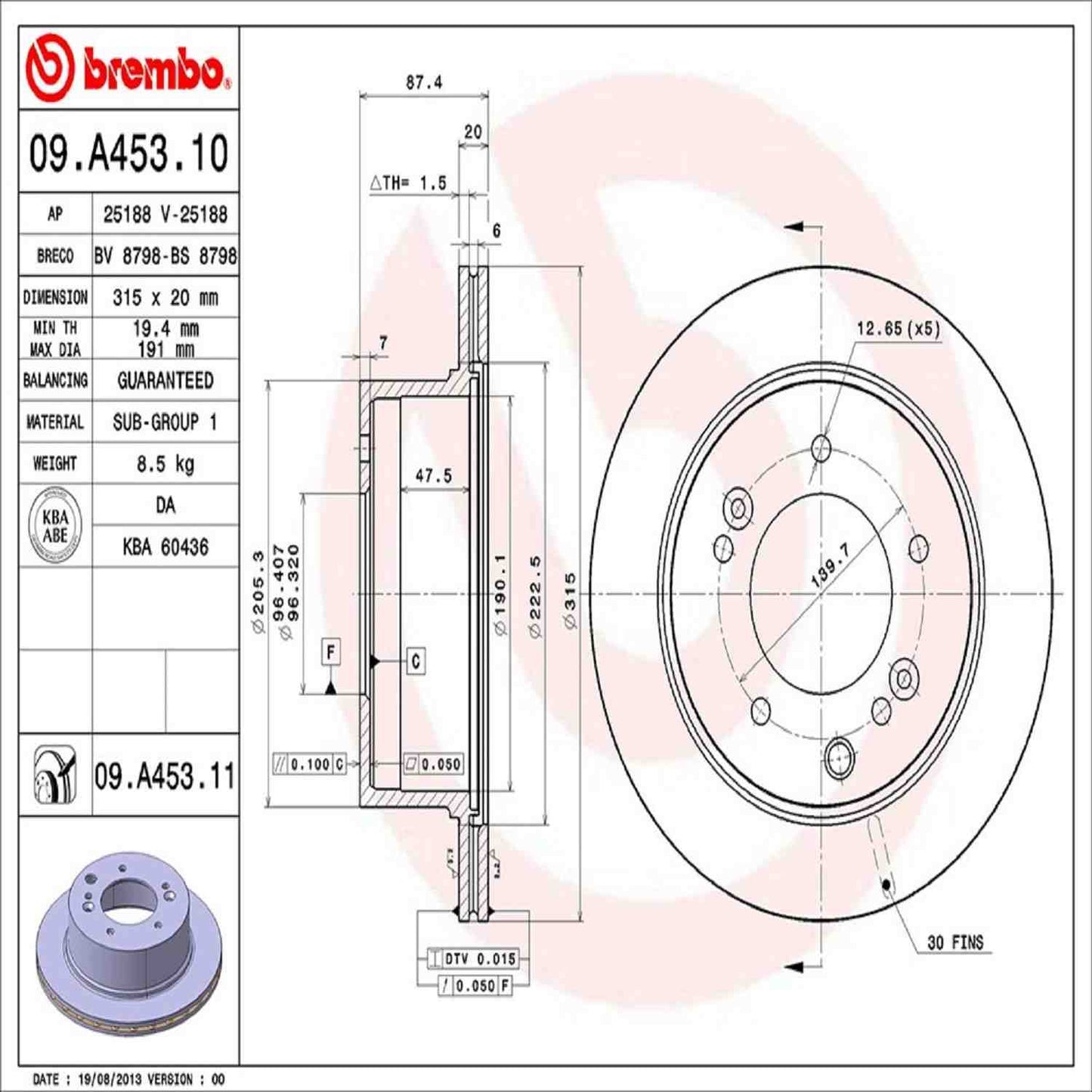 Brembo Disc Brake Rotor 09.A453.11