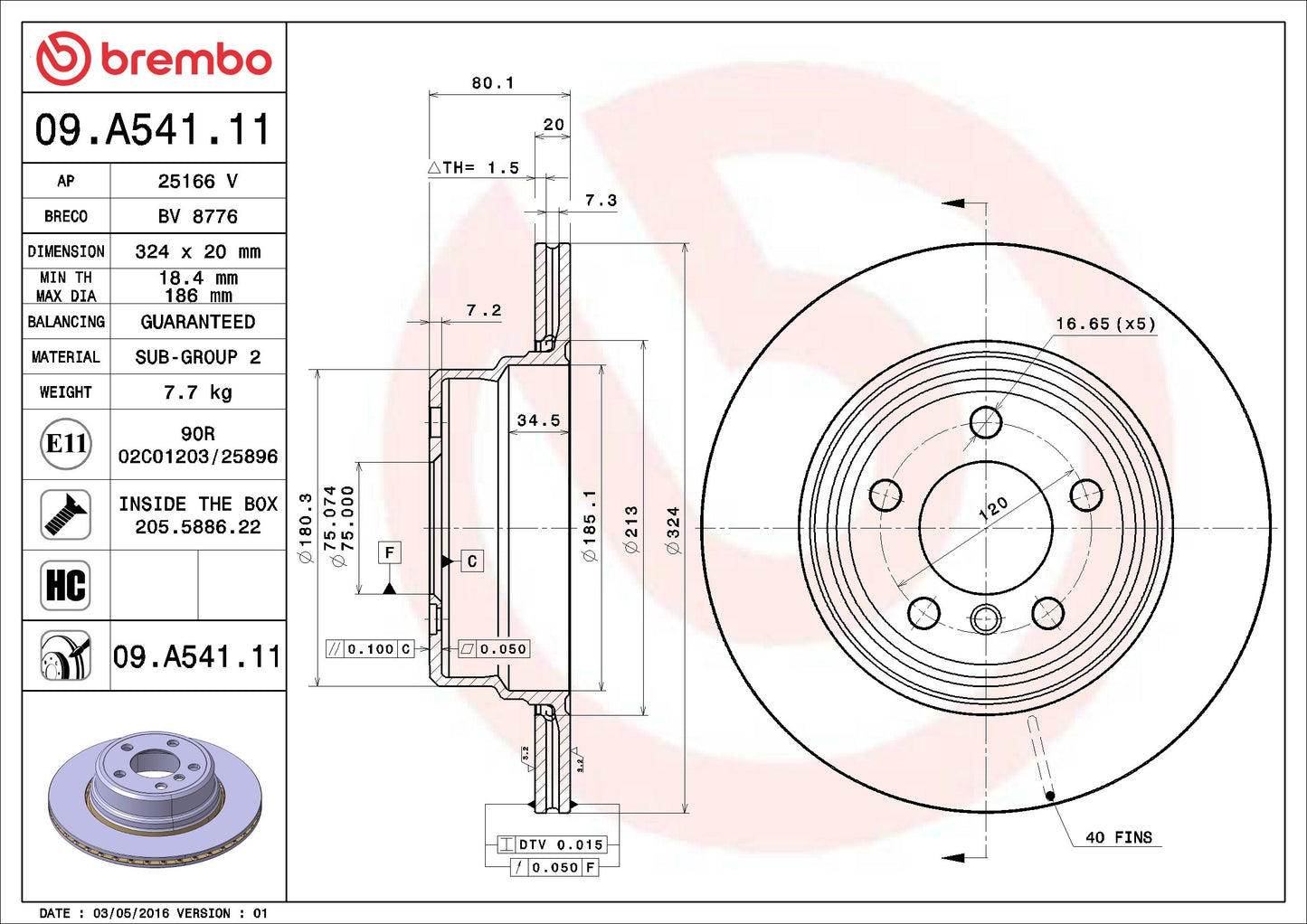 Brembo Disc Brake Rotor 09.A541.11