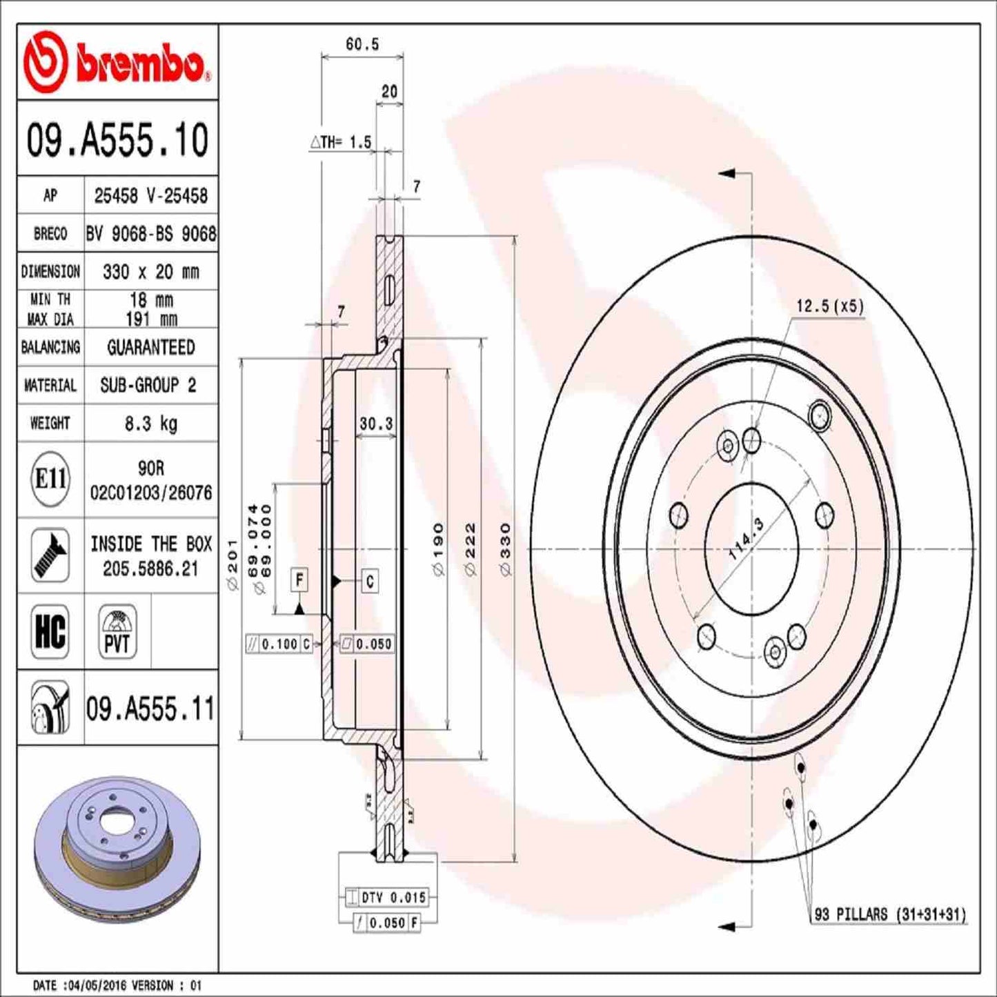 Brembo Disc Brake Rotor 09.A555.11