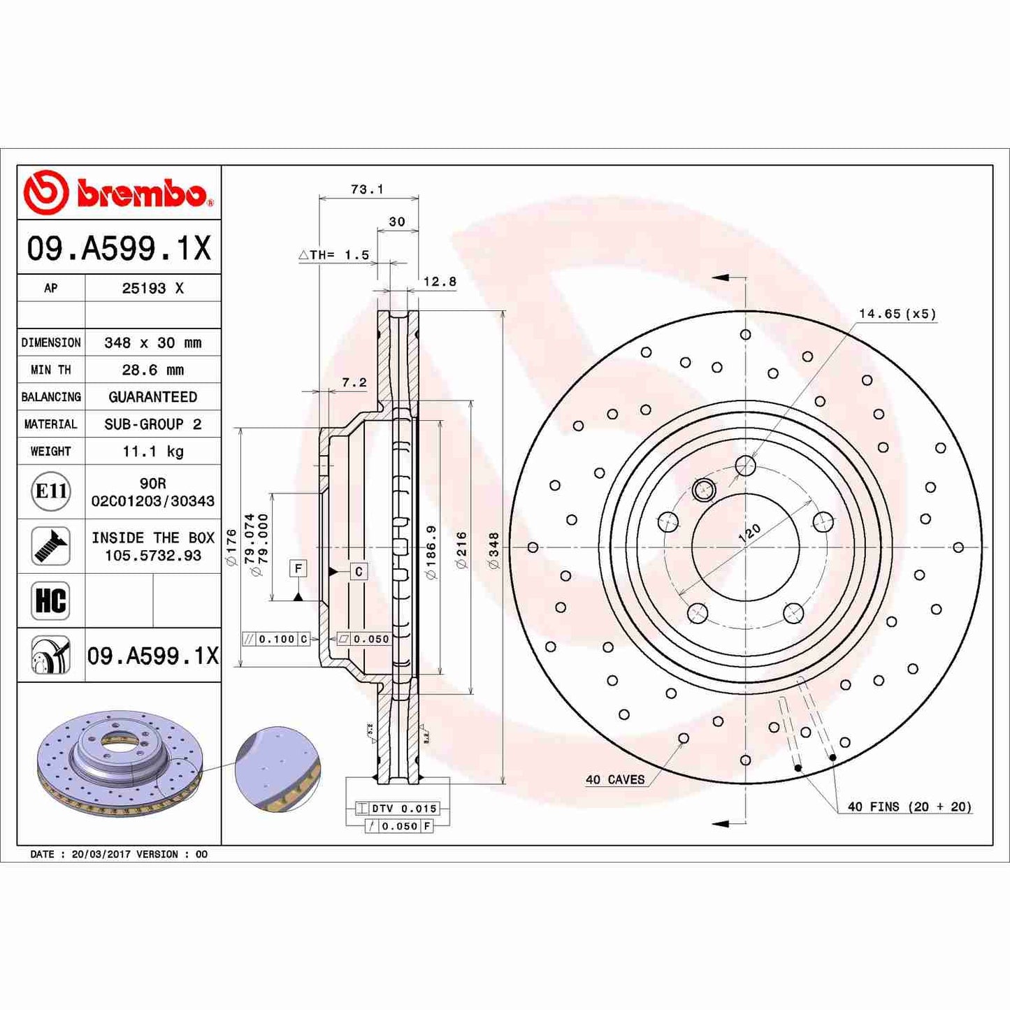 Brembo Disc Brake Rotor 09.A599.1X